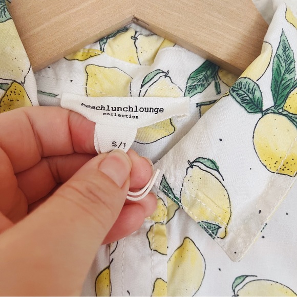 NWT BeachLunchLounge Alanna Lemon Print Light Weight L/S Button Front Shirt sz S - Picture 5 of 8